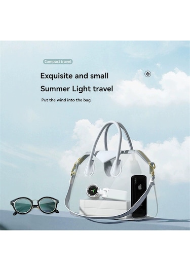 Honmex 3'ü Bir Arada El Tutanlı Mini Turbin Fan: 5 Hızlı Usb Çevirilebilir Masaüstü/neck Fan, 3600mah Batarya Ve Askı Kordonu - Beyaz