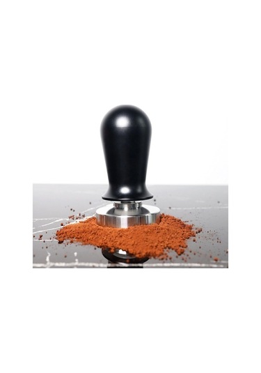 Maoyaya Ahşap Saplı Paslanmaz Çelik Kahve Presi, 51mm Çap, Siyah Esnek Taban, Zengin Espresso İçin. Siyah