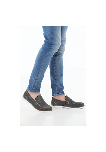 M.Karaca Hakiki Süet Deri Ortopedik Taban Erkek Ayakkabı GRİ