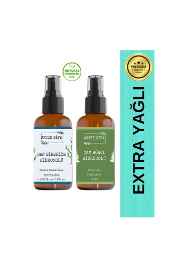 Biberiye Suyu Ve Çam Ağacı Suyu Seti - Pürüzsüzlük Hidrosolü Seti 2x100ml