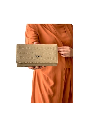 Just Polo Kadın Yeni Sezon Büyük Boy Cüzdan Vizon Camel