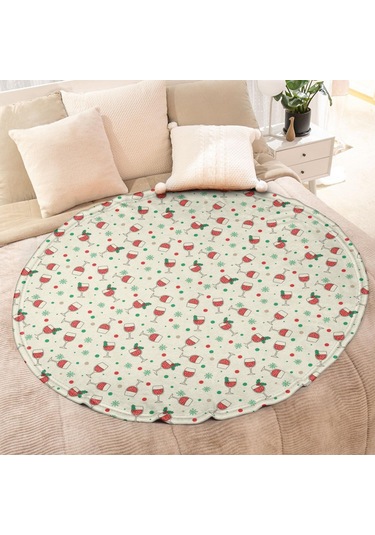 Noel Desenli 47 İnç Yuvarlak Flanel Battaniye, Yetişkin Ve Çocuk İçin, Yumuşak, Rahat Ve Hafif Noel Şarap Bardağı