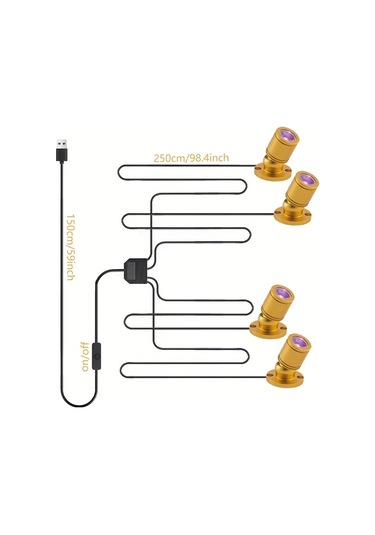 Honeybeeshop 2 4 Adet Uv Siyah Işık Gece Usb Uv Işık Mini Spot Siyah 2 Adet Gösteri Dolabı Takı Rafı Poster Arka Plan Duvar Kullanımı 1w Ultraviyole Led Siyah Işıklar Partiler Evcil Hayvanlar Siyah