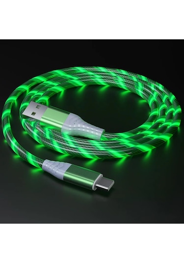 Dıxsghızlı Şarj Usb Tip C Kablo 5a Led Işıklı Samsung Xiaomi Poco Redmi İçinkahverengi2m