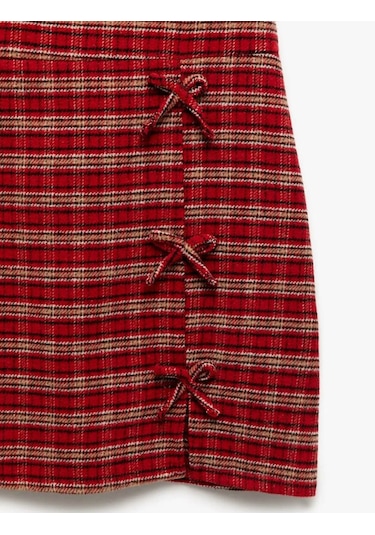 Koton Fiyonk Detaylı Ekoseli Kırmızı Kız Çocuk Elbise 6wkg40031aw Kırmızı