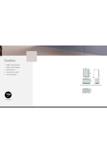 Evros Banyo Mobilyası Puket 80 Cm Banyo Dolabı Krem