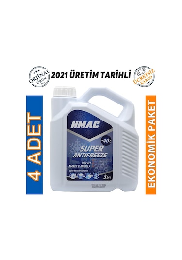 H-Mac Antifriz -40 Derece 3 Lt Uzun Ömürlü Antifiriz 4 Adet