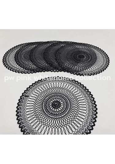 Supla Kordon Işlemeli 38 Cm Yuvarlak 6 Lı Siyah