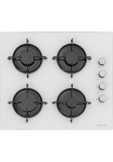 Silverline BO65E1W01-CS5349W01-3481 Flam Beyaz Cam Ankastre Set