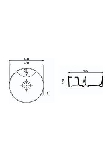 "bianzo" Tezgah Üstü Lavabo, Batarya Delikli, 42 Cm Mat Siyah
