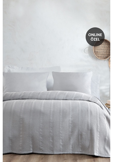 Yataş Liona Tek Kişilik %100 Pamuk Pike Takımı - Gri