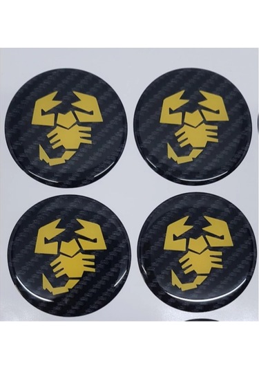 Jant Göbeği Akrep Abarth 58/55 Scorpion Sarı karbon 4'lü Plasto