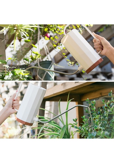 Kosona 1.2l Çelik Uçlu Plastik Sulama Kasa, Üç Bölümlü El Tutucu, Modern Çiçek Ve Sukulent Sulama Aleti, Beyaz Beyaz