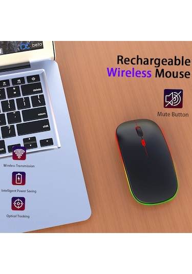 Geeksen M40 Kablosuz Mouse, 4 Tuşlu, 800-1600 Dpı, 10m Menzil, Şarj Edilebilir, Siyah/gümüş M40