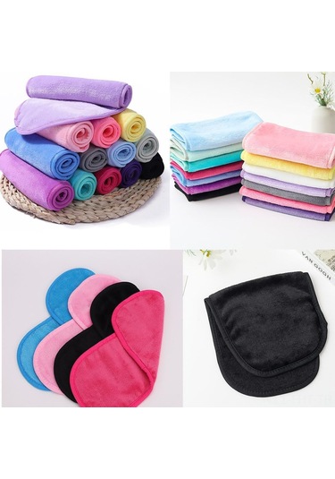 Hangfox 5'li Tekrarlı Kullanım Mikrofiber Yüz Temizleme Bezi - Dayanıklı Kenar, Hızlı Kuruyan, Kokusuz, Tüm Cilt Tipleri İçin, Sadece Sıcak Suyla Makyaj Ve Yetiği Temizler Mavi, Pembe, Pembe, Siyah, Mor