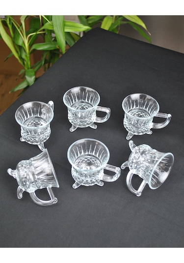 Ayaklı Cam Kulplu Çay Bardağı Ve Türk Kahvesi Fincanı Espresso Ba