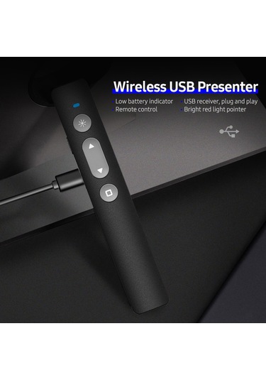 Gajeena 2.4g Kablosuz Ppt Lazer Tıklaç - 100m Uzaktan Kumanda, Şarj Edilebilir, Usb Plug & Play, 200m Kırmızı Işık, Geniş Uyumlu Beyaz