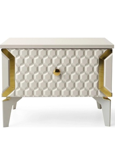 Milano Komodin-mdf-aynalı-kum Beji- Beyaz