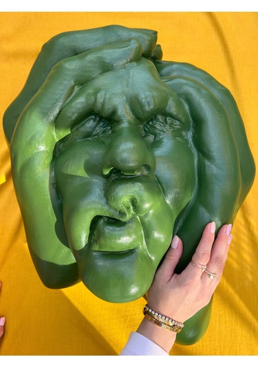 Soyut 3d Yüz Heykeli Modern Duvar Dekoru Çağdaş Yüz Formlu Duvar Heykeli 50x39 Cm Dev Heykel