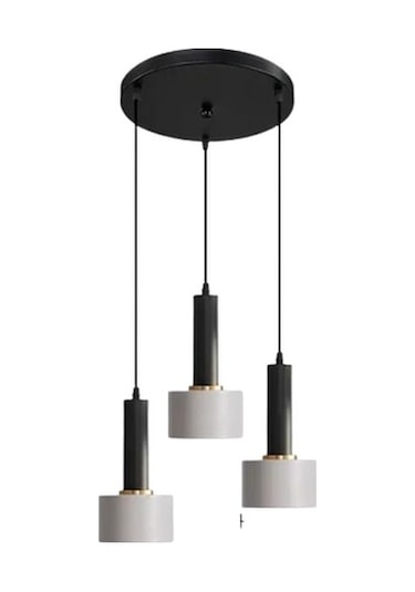 Rsylight Retro Metal Modern Dekoratif Rustik 3 Lü Siyah Beyaz Avize Siyah
