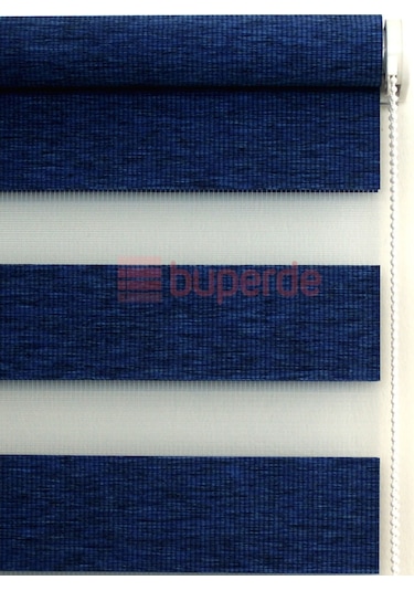 Buperde Lacivert Bambu Zebra Stor Perde