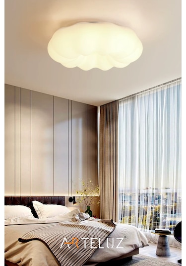 Luxury Bulut Model Modern Plafonyer Avize 45 Cm Beyaz