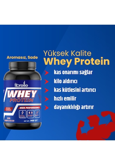 Fibrelle Whey Proteini-aromasız 960 G Protein Tozu Sade 32 Servis Aromasız