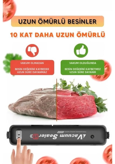 Vacuum Sealer Gıda Vakum Ve Mühürleme Makinesi 10 Poşetli