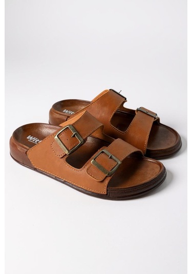 Wt 55201 Rahat Tabanlı Unisex Yazlık Günlük Hafif Tokalı Terlik Taba