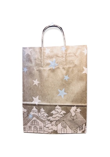 Kraft Yılbaşı Desenli Çanta 21x29x10 Cm 25'li