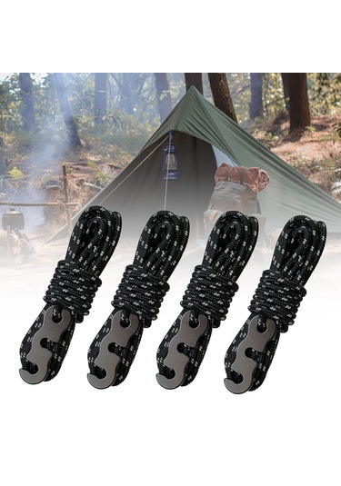 Suntek 4x Kamp Çadır Kordonları Yürüyüş Piknik Siyah Siyah