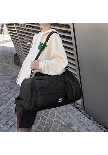 Sandwich Motion003 Siyah Erkek Spor Çantası Omuz Askılı Büyük Kapasiteli Çapraz Bag Gym Seyahat Siyah