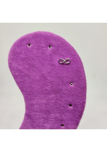 İthal Sonsuzluk Gümüş Tragus Pıercıng - Rodyum Kaplama Beyaz Beyaz