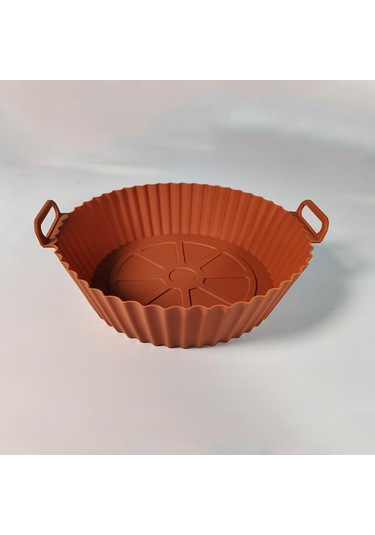 Kahverengi Hava Fritöz Kalınlaşmış Gıda Sınıfı Silikon Mat Silikon Katlanır Pişirme Mat Ev Hava Fritöz Fırın Tepsisi Round 24 19 6cm 110g Kahverengi