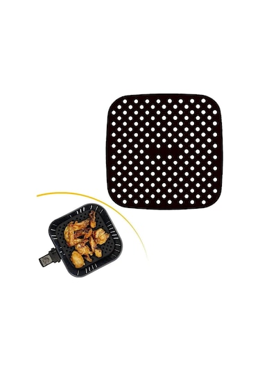 Buffer Silikon Fırın & Airfryer Kare Pişirme Matı 21.5 Cm Siyah