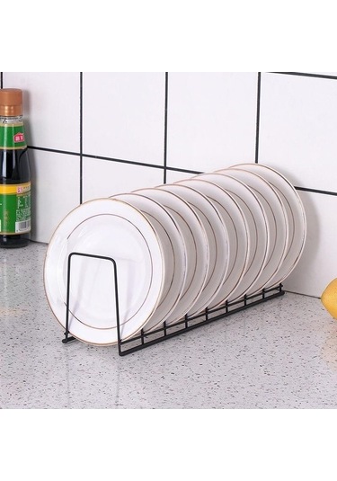 Pazly Basit Siyah Plaka Kurutma Rafı Mutfak Kapağı Organizatör Servis Tepsileri İçin Bulaşık Sepeti 56603515 Siyah