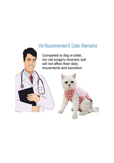 Hombey Yumuşak Modalı Kedi Ameliyat Sonrası Giysi - Yara Koruması, Tıraş Sonrası Isı Sağlama, Emzik Kesme Dönemi Stresi Azaltma - Pembe S