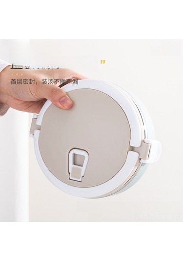 Youtek 2 Katlı Dairesel Yemek Kutusu, 201 Çelik Malzeme, Leakproof Isı Saklama, Bölmeli Pratik Öğle Yemeği Kutusu, Günlük Kullanıma Uygun Diğer