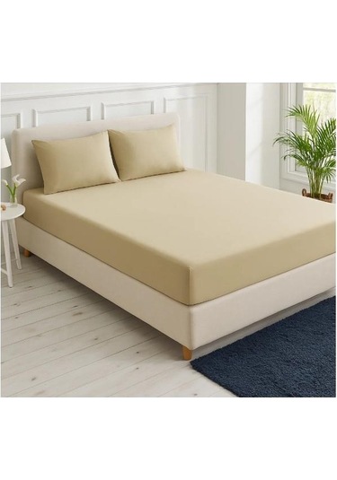 Sinada Home Bej Renk Lastikli Çarşaf Seti Beyaz