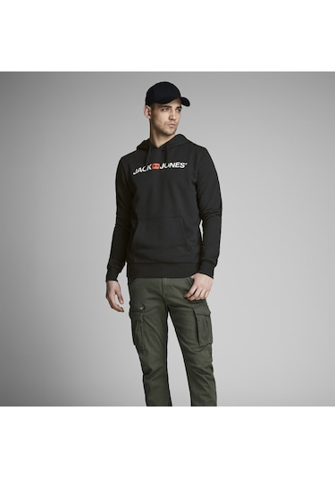 Jack & Jones Sweat Hood Corp Old Logo 12137054-Blk (385455090) Siyah