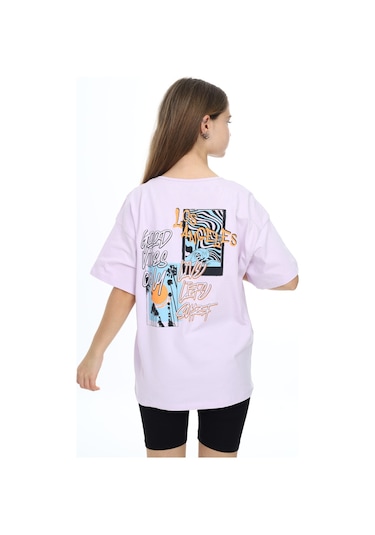 Toontoy Kids Toontoy Kız Çocuk Baskılı Tişört Açık Lila