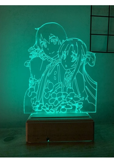 Sword Art Online Kirito And Asuna 16 Renk Gece Lambası