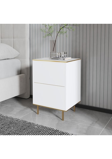 İmaj Komodin Orma Mermer/beyaz Gold