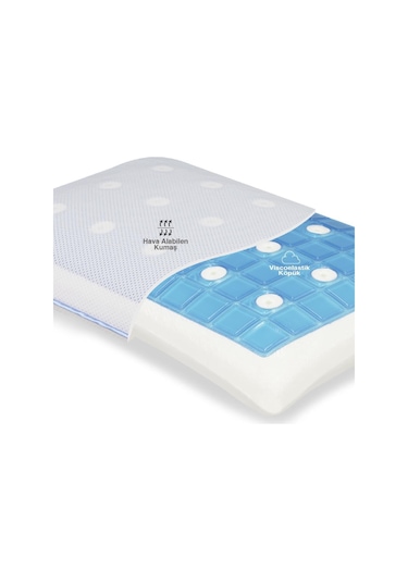 Viscofoam Terletmeyen Hava Kanallı Ortopedik Bebek Yastığı Jelli Hava Kanallı Visco Bebek Yastığı