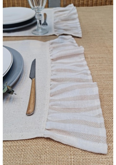 Amerikan Servisi Fırfırlı Retro 4 Lü Kahverengi