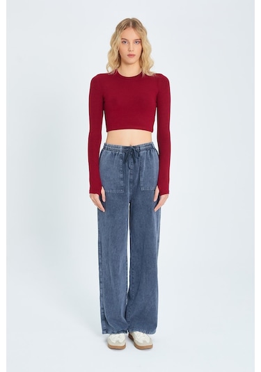 4572 Kadın Parça Boya Palazzo Pantolon Antrasit Antrasit