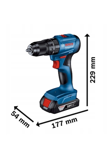 Bosch Professional GSB 185-Li 2.0 Ah Tek Akülü Kömürsüz Motor Darbeli Matkap + 23 Parça Aksesuar Set - 06019K3102