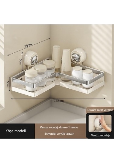 Yeni Vantuz Tuvalet Tuvalet Tripod Tipi Rafı Rafı Monte Köşe Duvara Depolama Deliksiz Banyo Baharat Cl Çok Renkli Çok Renkli