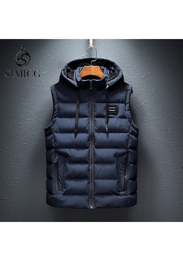 Sımıcg Erkek Kuş Tüyü Pamuklu Artı Polar Yelek Mavi