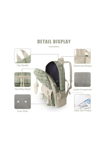 Willowhaven 5 Adet Kawaii Sırt Çantası Kızlar İçin Estetik Set Yeşil